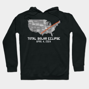 Total Solar Eclipse 4 8 2024 American Map Path Of Totality Hoodie